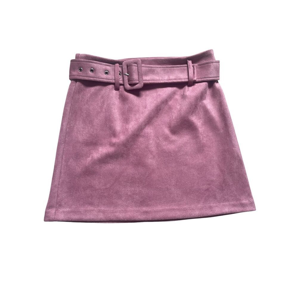 Forever 21 Mauve Faux Suede Belted A-Line Mini Skirt M
